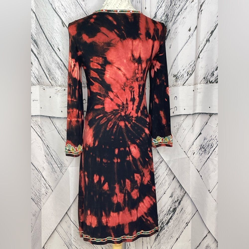 JAZZY RIVER DesignsTie Dye Dress Beaded Trim Small - Picture 4 of 9